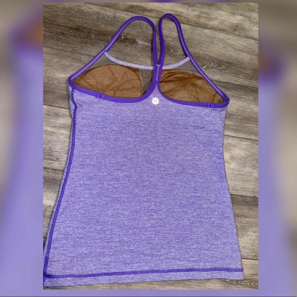 Lululemon Athletica power Y tank top Size 4 purple pin stripes